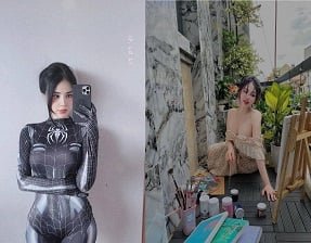 На показывает свои большие и круглые ягодицы